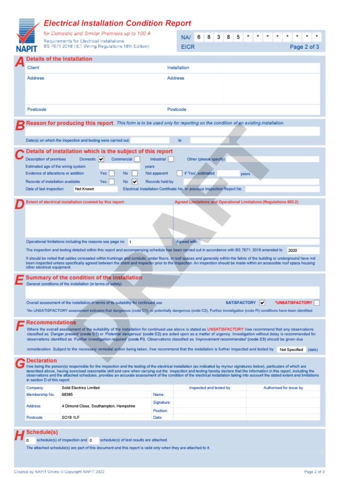safety report, safety certificate, commercial eicr