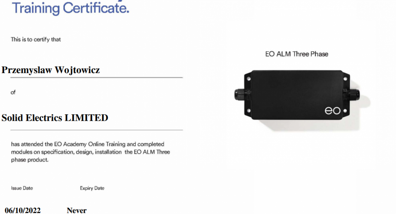 EO ALM 3 Phase Certificate