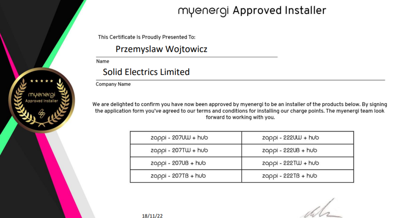 Certified Installer (myenergi)