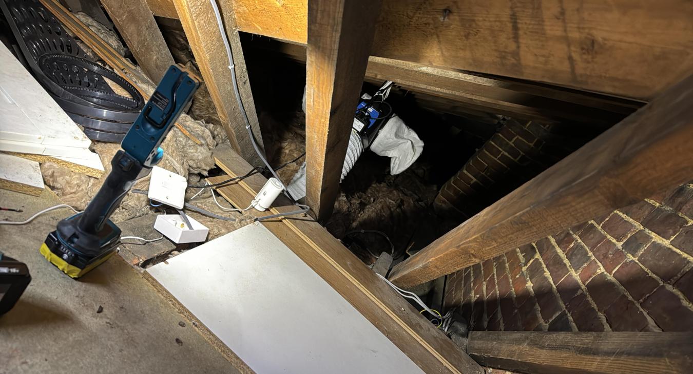 positive input ventilation unit with heater installed in the loft in Southampton