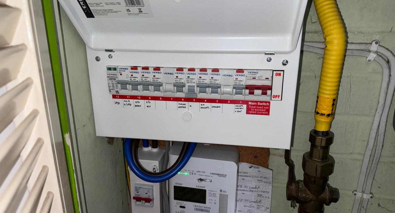 Upgraded consumer unit aka fuse box based on RCBO and protected by SPD